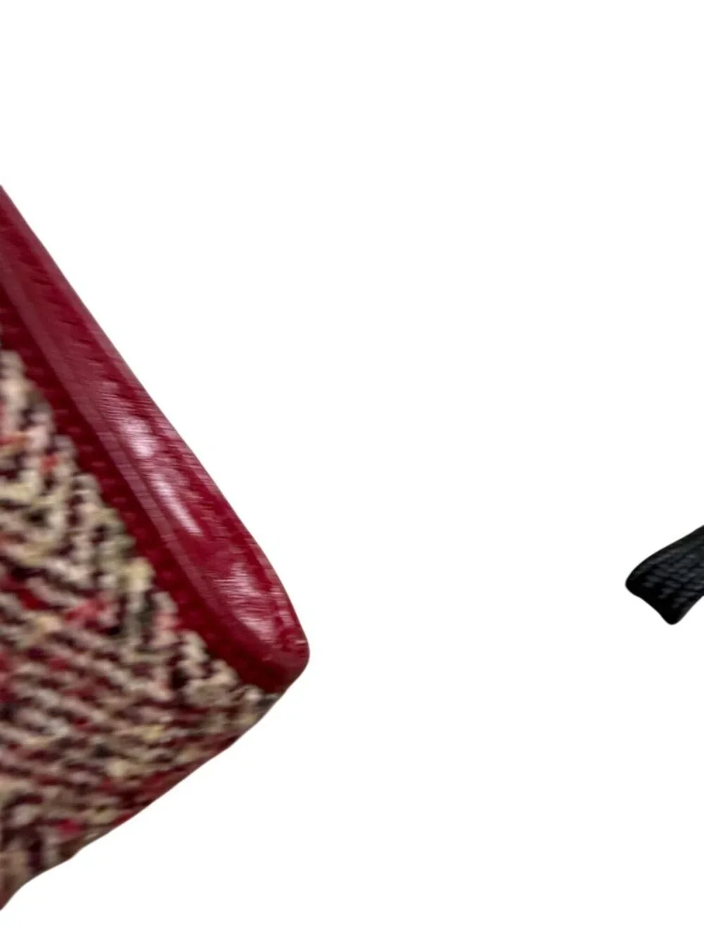 MONSAC Red Boucle Fabric Leather Shoulder Bag